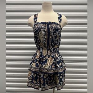 Ramy Brook ALICIA DRESS Navy and Cream Floral Mini Dress